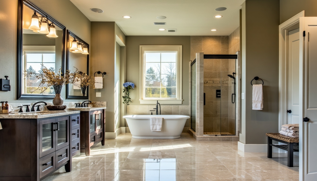 Luxurious bathroom remodel featuring walk-in shower and elegant fixtures